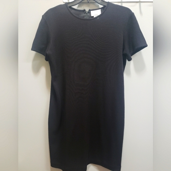Preview Collection Petites Black Short Sleeve Wool Blend Dress - Picture 1 of 6